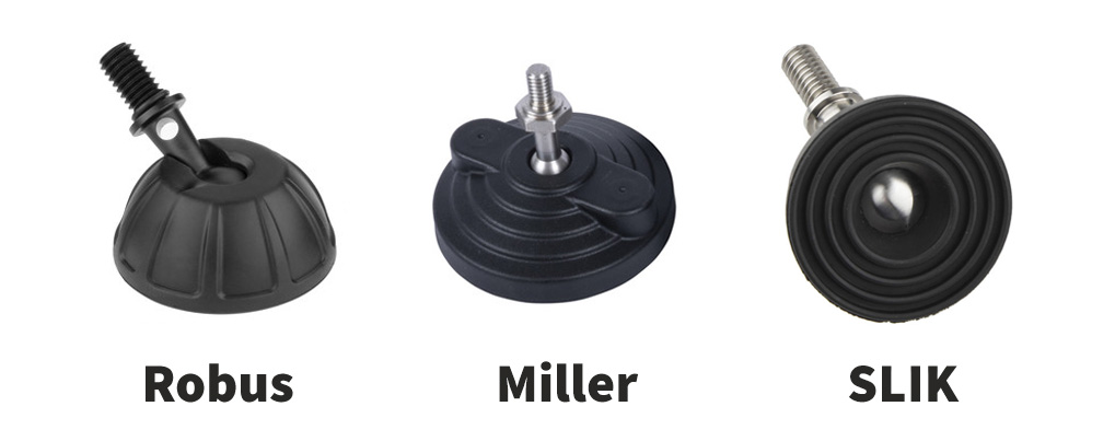 Different types of wide rubber tripod feet